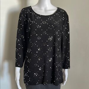 JM Collection, Woman’s Size Large Black Sequin Top